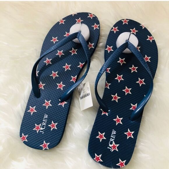 J CREW Star Print Flip Flops Sz 8 NWT - Picture 2 of 7